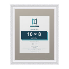 Louis Range White Picture, Photo & Poster Frame with Dawn Grey Mount - 14x11" Frame for 10x8" Photo, White