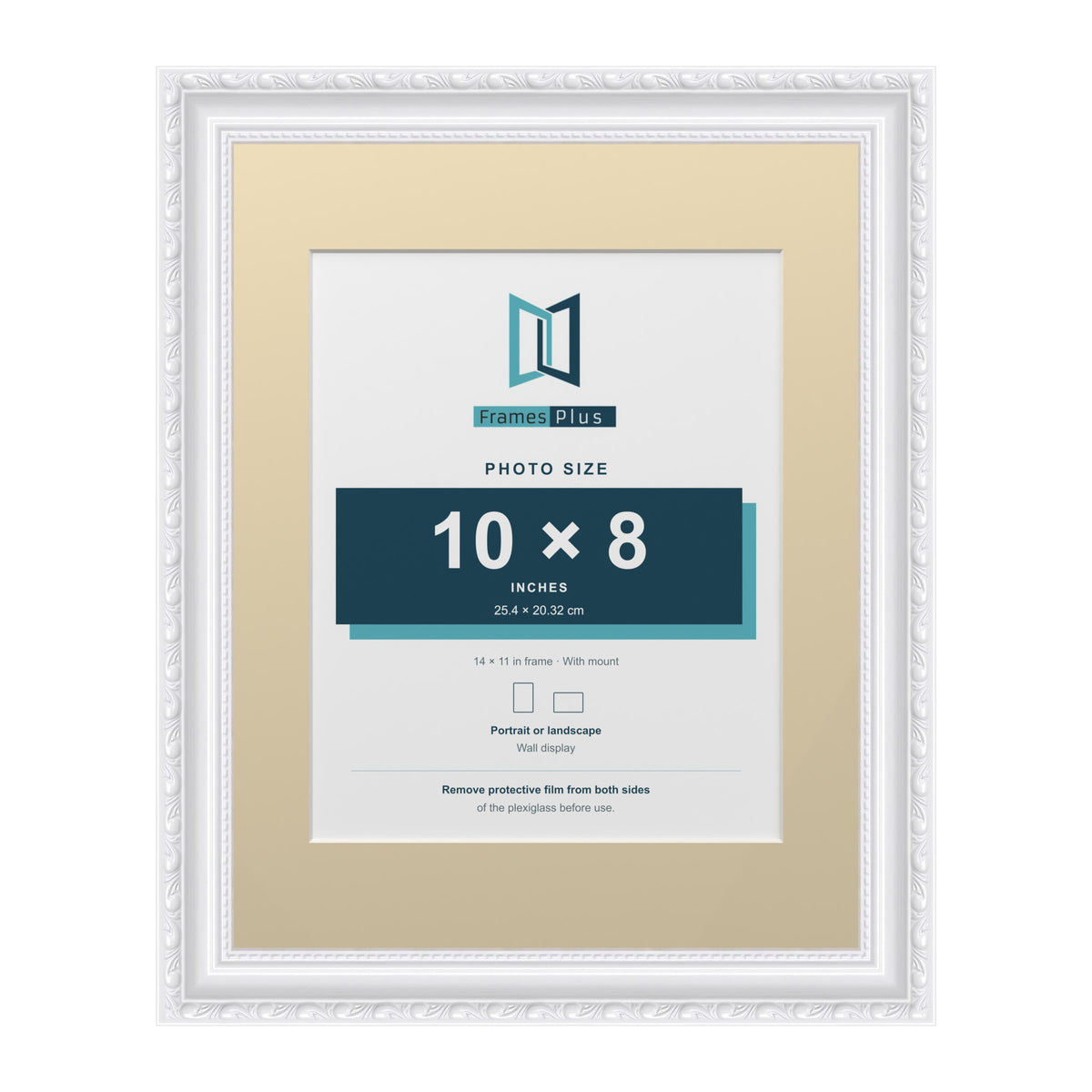Louis Range White Picture, Photo & Poster Frame with Ivory Mount - 14x11" Frame for 10x8" Photo, White