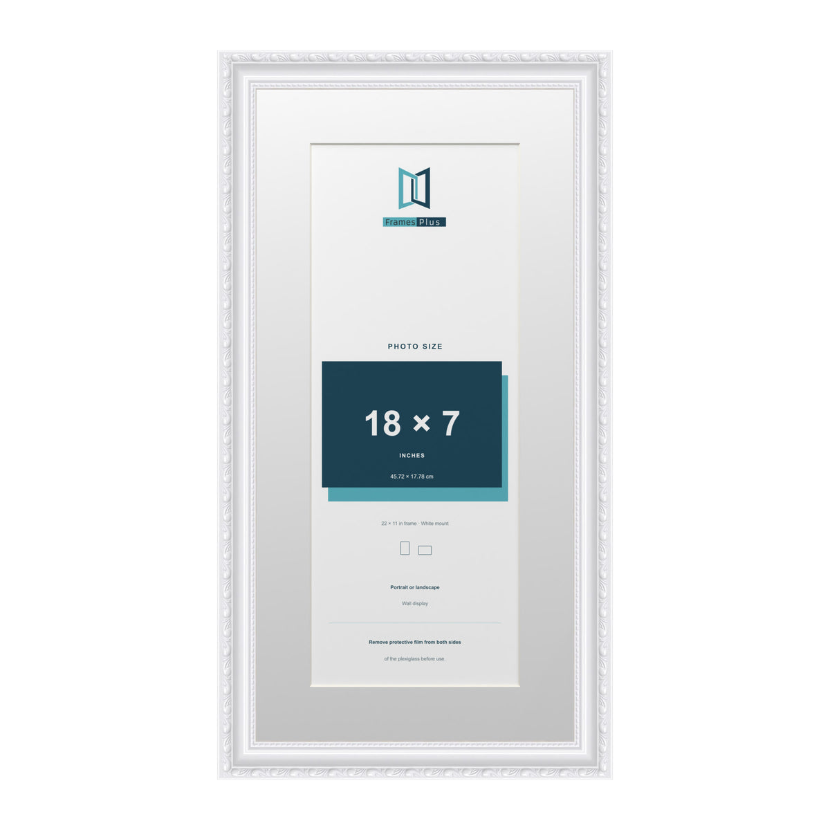 Louis Range White Picture, Photo & Poster Frame with White Mount - 22x11" Frame for 18x7" Photo, White