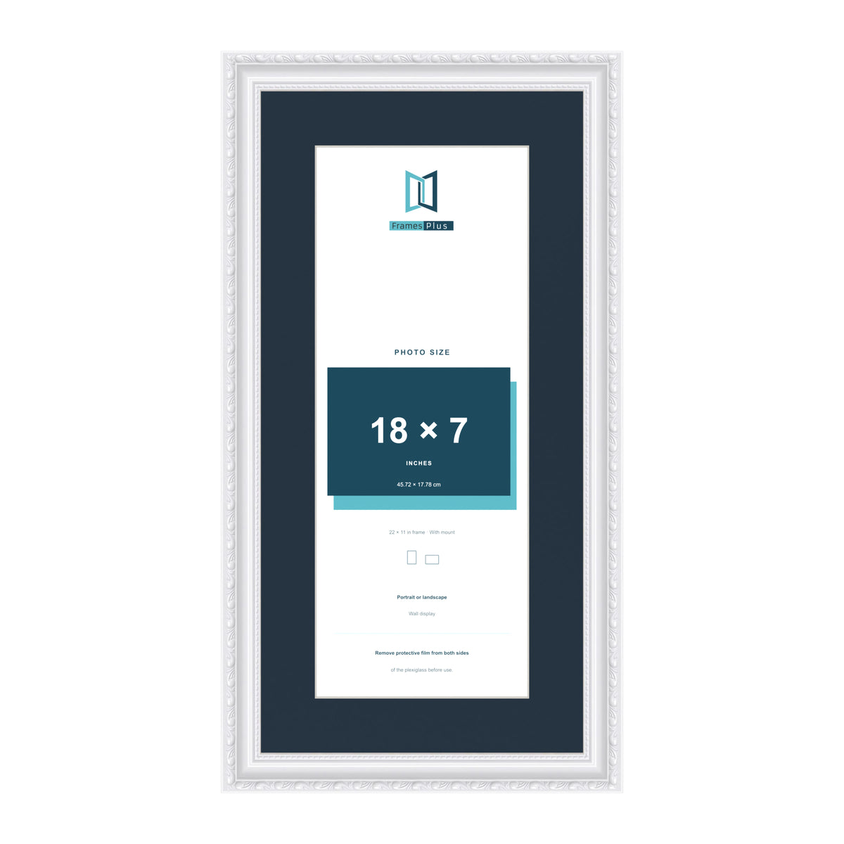 Louis Range White Picture, Photo & Poster Frame with Pacific Blue Mount - 22x11" Frame for 18x7" Photo, White