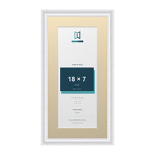Louis Range White Picture, Photo & Poster Frame with Ivory Mount - 22x11" Frame for 18x7" Photo, White