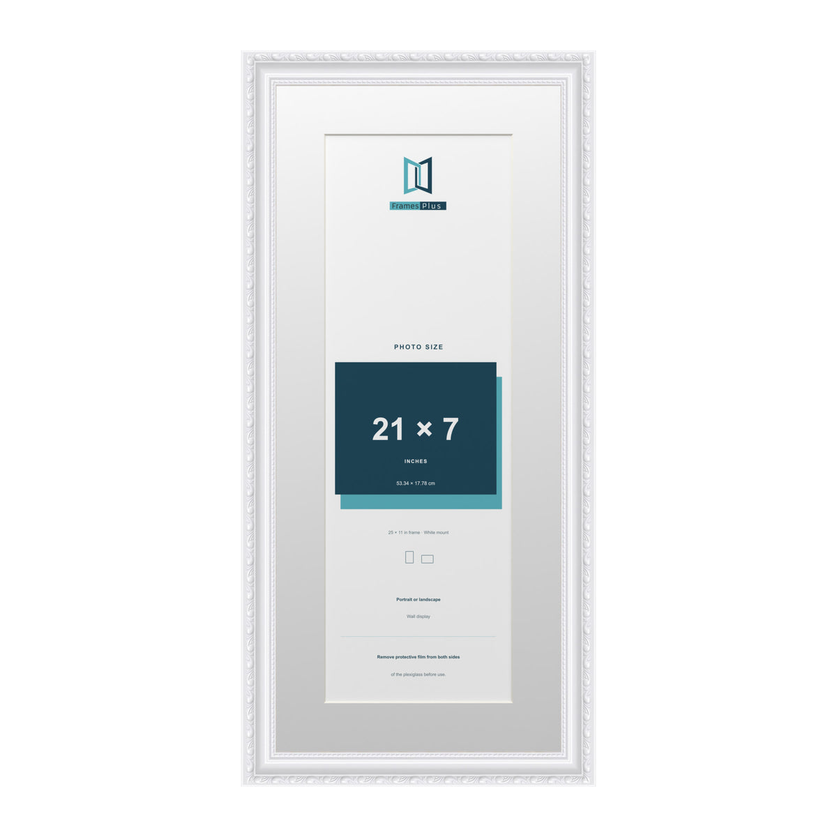 Louis Range White Picture, Photo & Poster Frame with White Mount - 25x11" Frame for 21x7" Photo, White