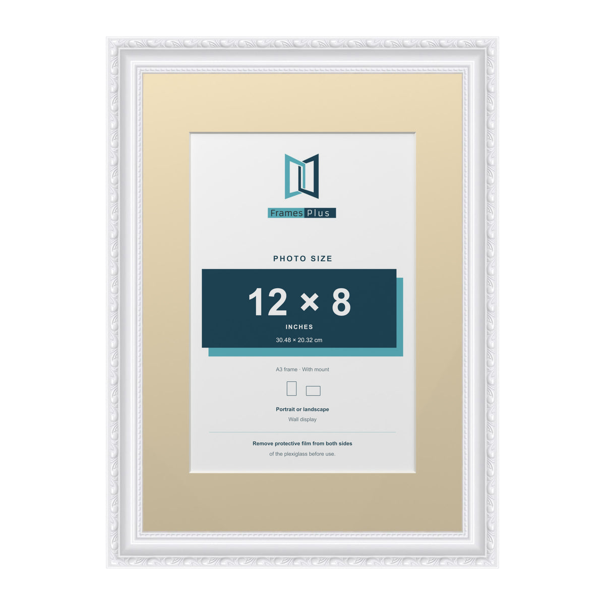 Louis Range White Picture, Photo & Poster Frame with Ivory Mount - A3 Frame for 12x8" Photo, White