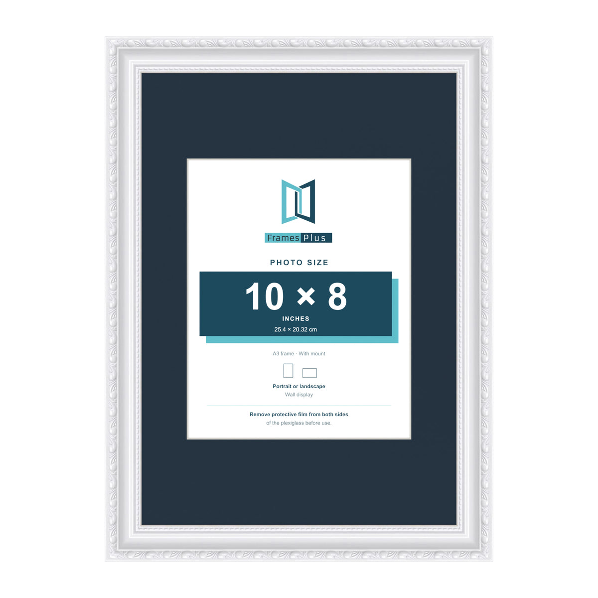 Louis Range White Picture, Photo & Poster Frame with Pacific Blue Mount - A3 Frame for 10x8" Photo, White