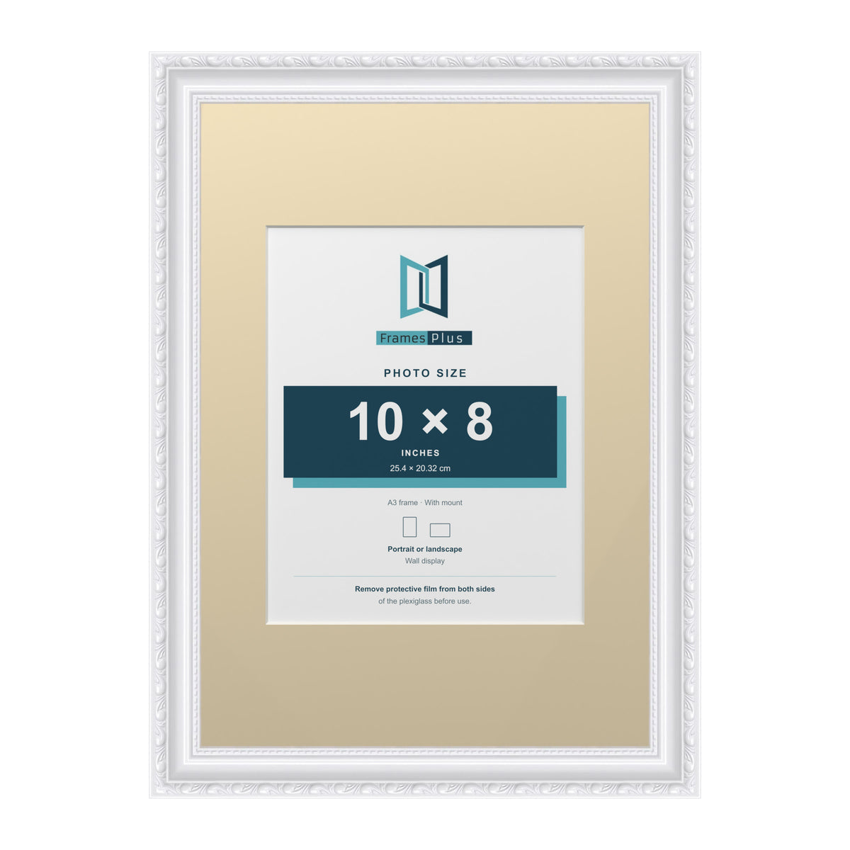 Louis Range White Picture, Photo & Poster Frame with Ivory Mount - A3 Frame for 10x8" Photo, White
