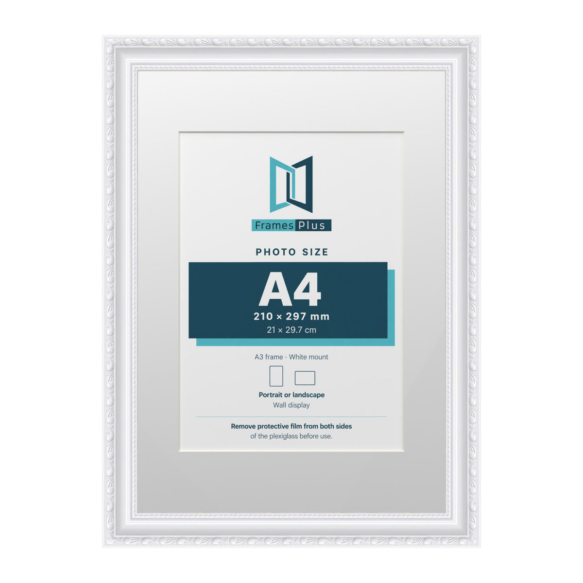 Louis Range White Picture, Photo & Poster Frame with White Mount - A3 Frame for A4 Photo, White
