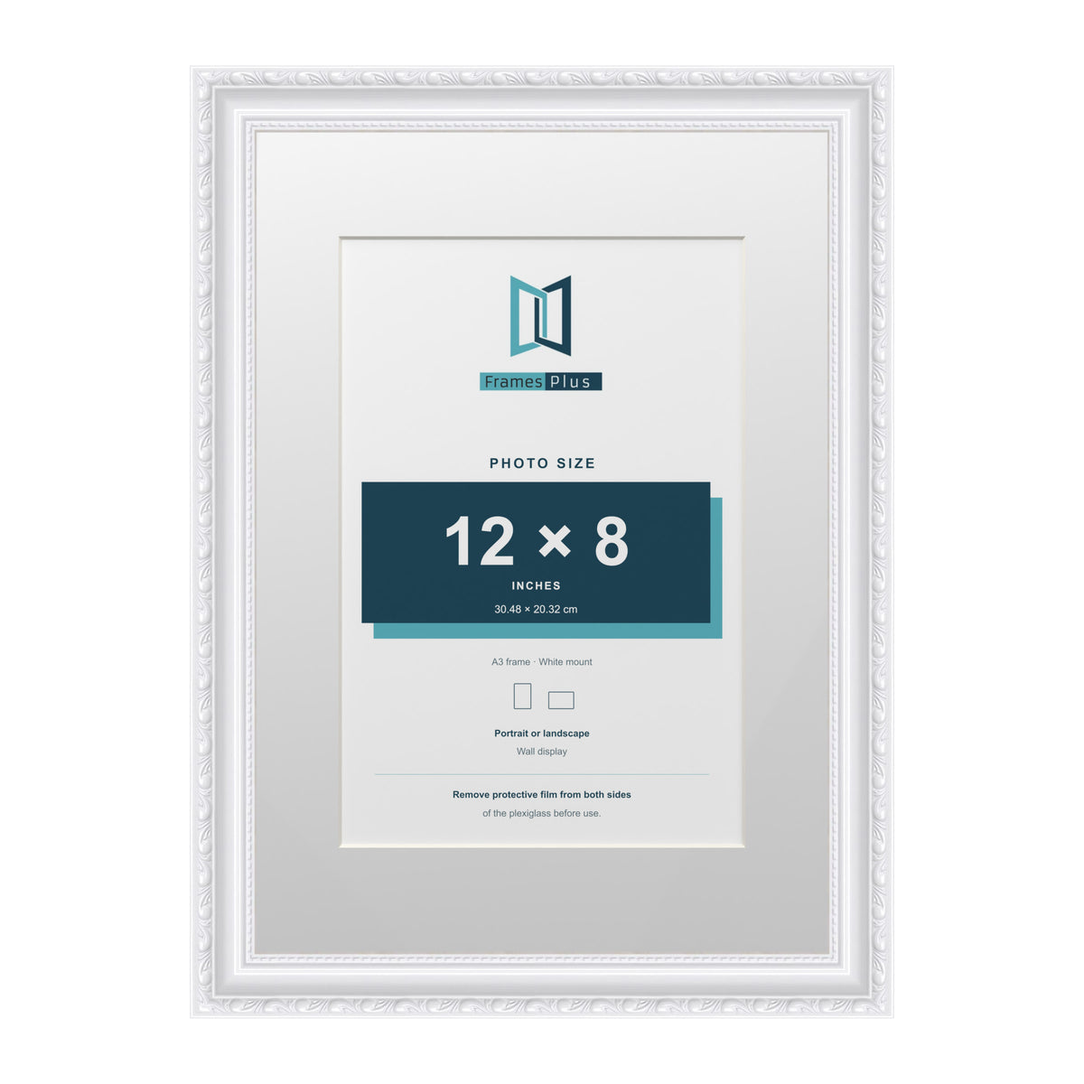 Louis Range White Picture, Photo & Poster Frame with White Mount - A3 Frame for 12x8" Photo, White