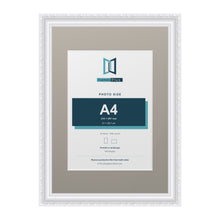 Louis Range White Picture, Photo & Poster Frame with Dawn Grey Mount - A3 Frame for A4 Photo, White