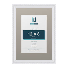 Louis Range White Picture, Photo & Poster Frame with Dawn Grey Mount - A3 Frame for 12x8" Photo, White
