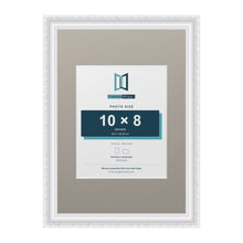 Louis Range White Picture, Photo & Poster Frame with Dawn Grey Mount - A3 Frame for 10x8" Photo, White