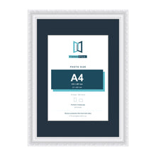 Louis Range White Picture, Photo & Poster Frame with Pacific Blue Mount - A3 Frame for A4 Photo, White