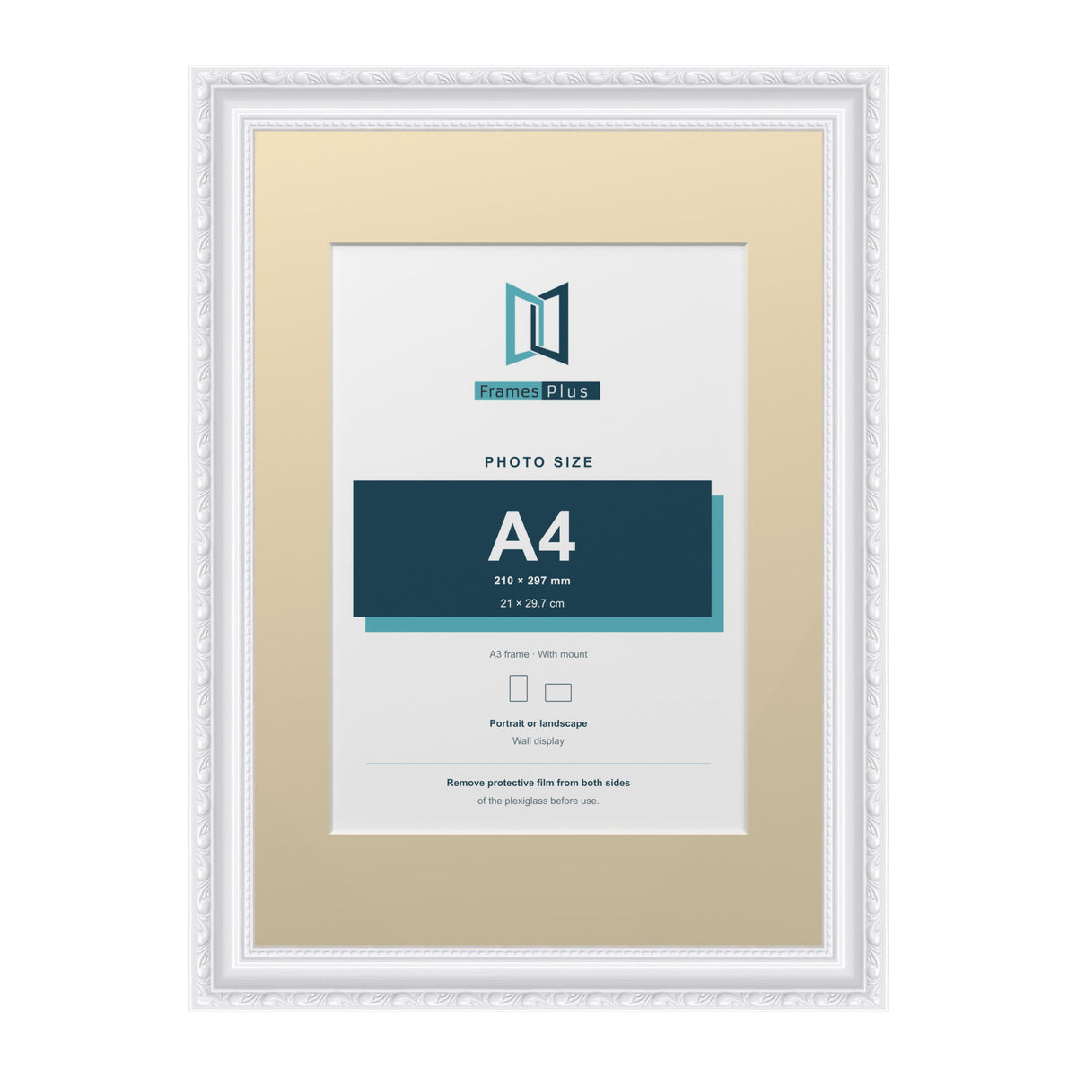 Louis Range White Picture, Photo & Poster Frame with Ivory Mount - A3 Frame for A4 Photo, White