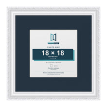 Louis Range White Picture, Photo & Poster Frame with Pacific Blue Mount - 30x30cm Frame for 18x18cm Photo, White
