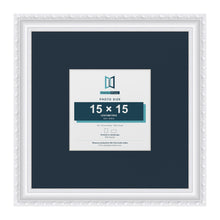 Louis Range White Picture, Photo & Poster Frame with Pacific Blue Mount - 30x30cm Frame for 15x15cm Photo, White