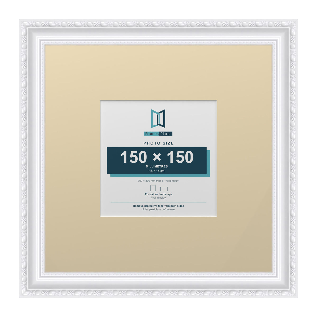 Louis Range White Picture, Photo & Poster Frame with Ivory Mount - 30x30cm Frame for 15x15cm Photo, White