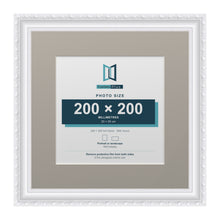 Louis Range White Picture, Photo & Poster Frame with Dawn Grey Mount - 30x30cm Frame for 20x20cm Photo, White