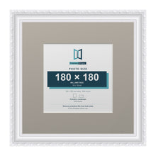 Louis Range White Picture, Photo & Poster Frame with Dawn Grey Mount - 30x30cm Frame for 18x18cm Photo, White