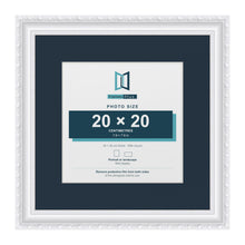 Louis Range White Picture, Photo & Poster Frame with Pacific Blue Mount - 30x30cm Frame for 20x20cm Photo, White