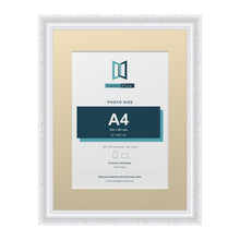 Louis Range White Picture, Photo & Poster Frame with Ivory Mount - 40x30cm Frame for A4 Photo, White
