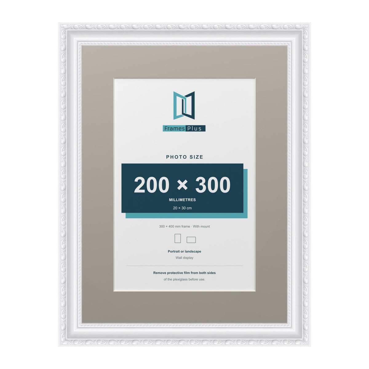 Louis Range White Picture, Photo & Poster Frame with Dawn Grey Mount - 40x30cm Frame for 30x20cm Photo, White