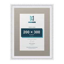 Louis Range White Picture, Photo & Poster Frame with Dawn Grey Mount - 40x30cm Frame for 30x20cm Photo, White
