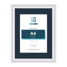 Louis Range White Picture, Photo & Poster Frame with Pacific Blue Mount - 40x30cm Frame for A4 Photo, White