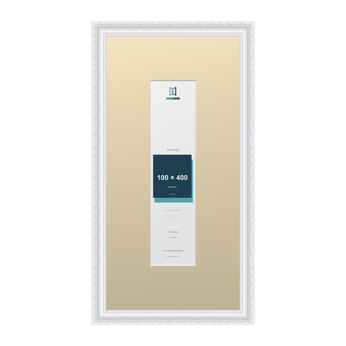Louis Range White Picture, Photo & Poster Frame with Ivory Mount - 60x30cm Frame for 40x10cm Photo, White
