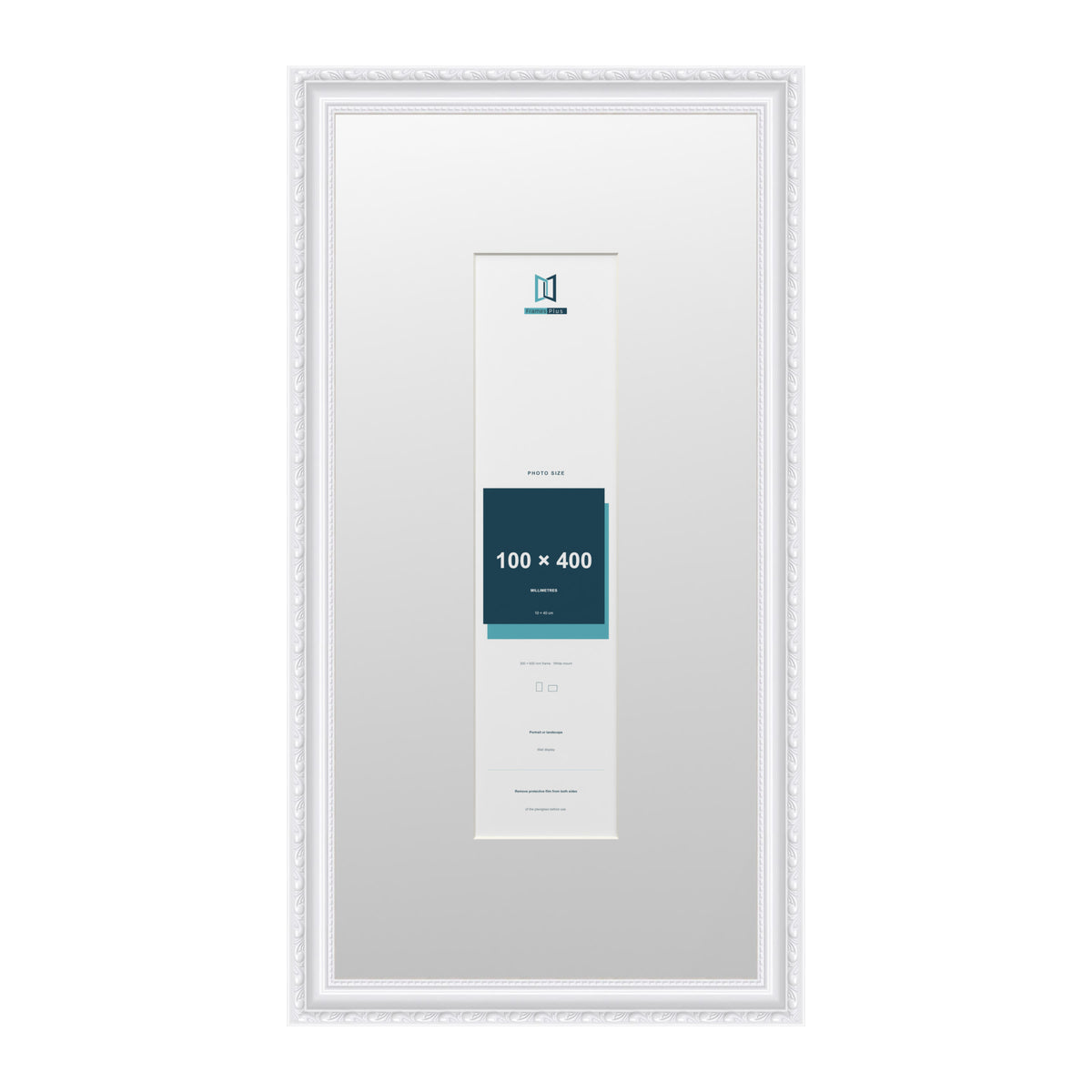 Louis Range White Picture, Photo & Poster Frame with White Mount - 60x30cm Frame for 40x10cm Photo, White