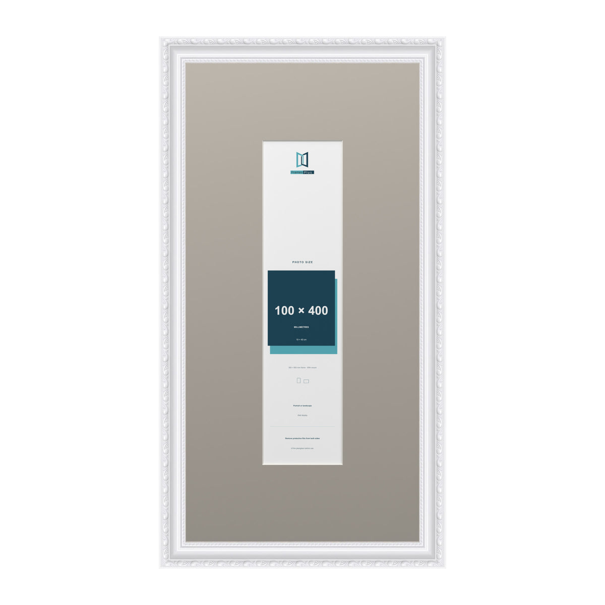 Louis Range White Picture, Photo & Poster Frame with Dawn Grey Mount - 60x30cm Frame for 40x10cm Photo, White