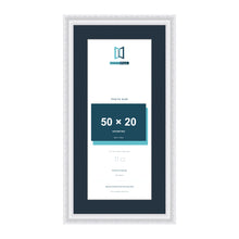 Louis Range White Picture, Photo & Poster Frame with Pacific Blue Mount - 60x30cm Frame for 50x20cm Photo, White