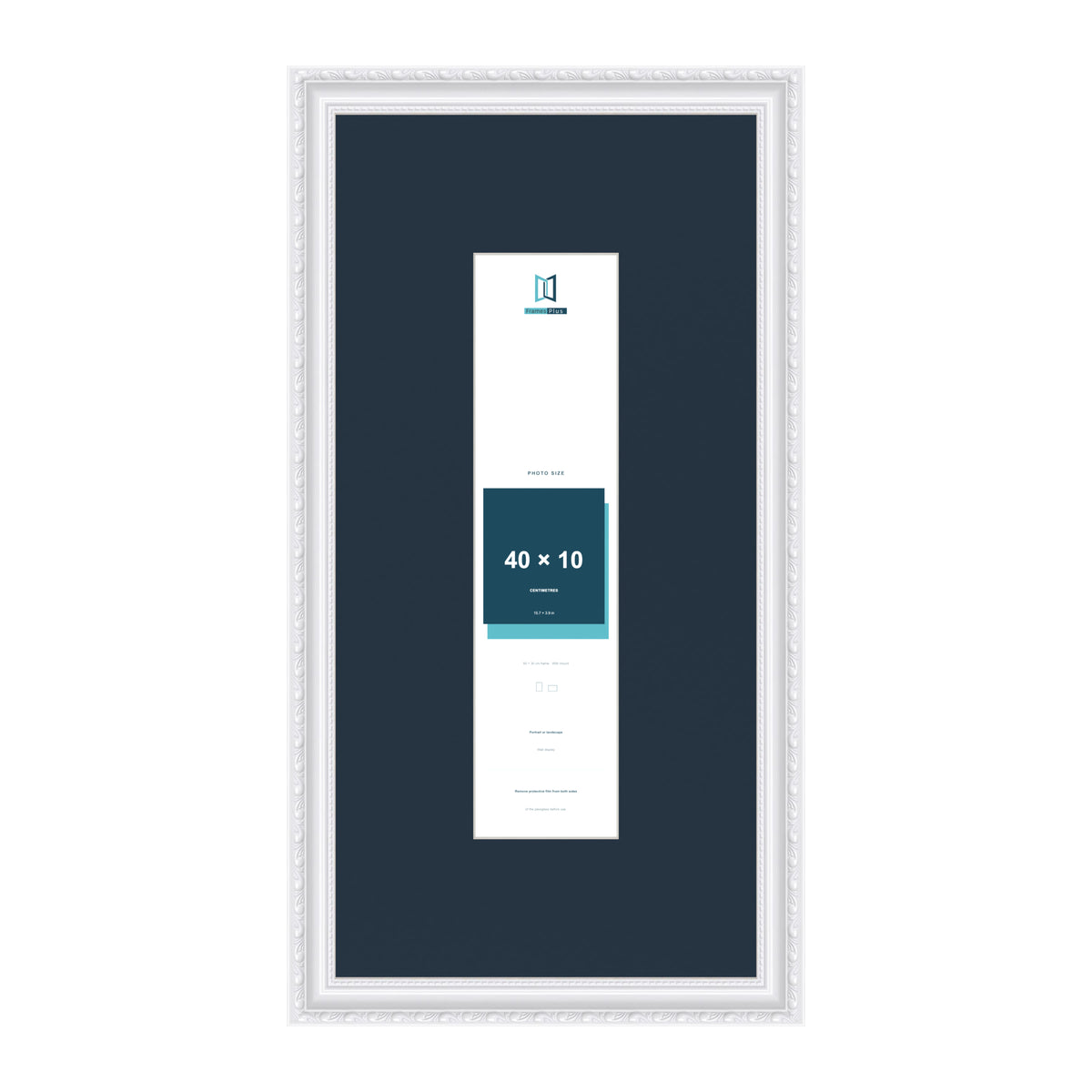 Louis Range White Picture, Photo & Poster Frame with Pacific Blue Mount - 60x30cm Frame for 40x10cm Photo, White