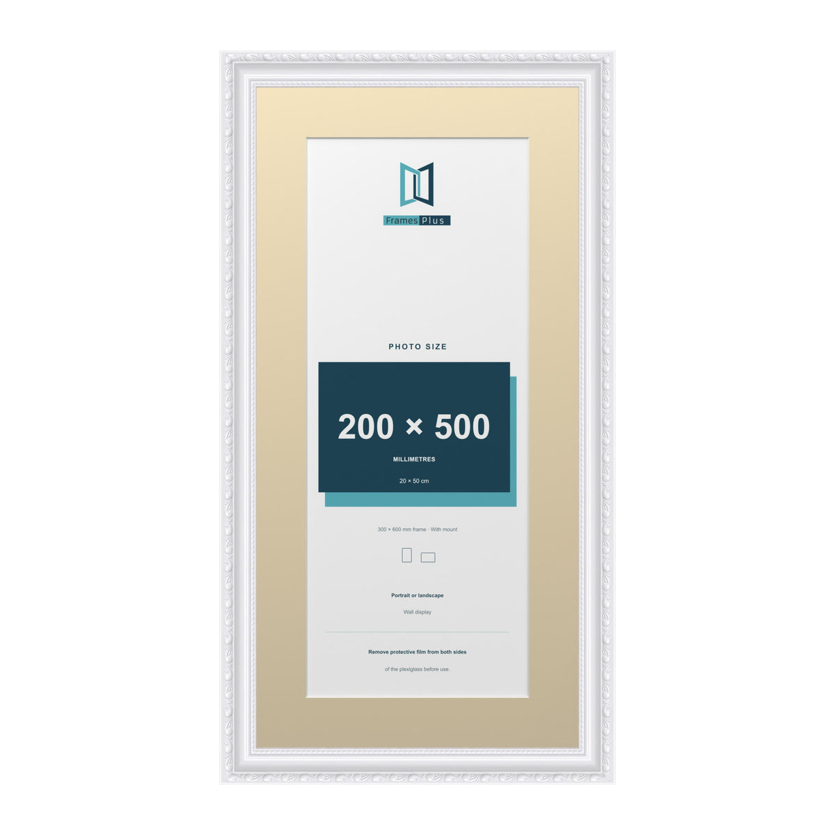 Louis Range White Picture, Photo & Poster Frame with Ivory Mount - 60x30cm Frame for 50x20cm Photo, White