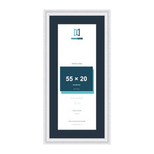 Louis Range White Picture, Photo & Poster Frame with Pacific Blue Mount - 65x30cm Frame for 55x20cm Photo, White