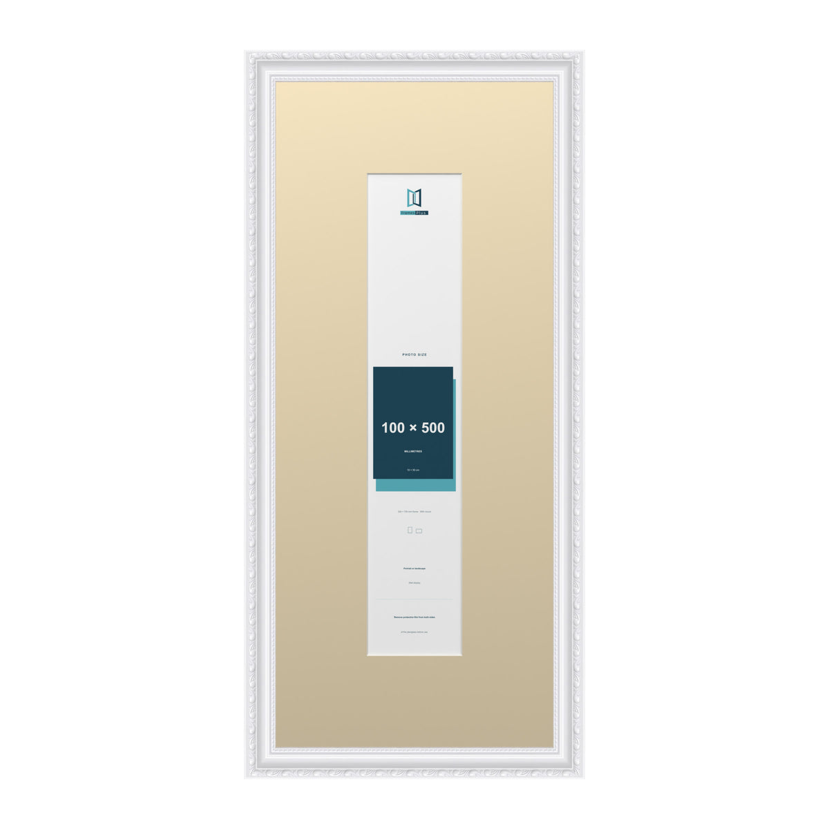 Louis Range White Picture, Photo & Poster Frame with Ivory Mount - 70x30cm Frame for 50x10cm Photo, White