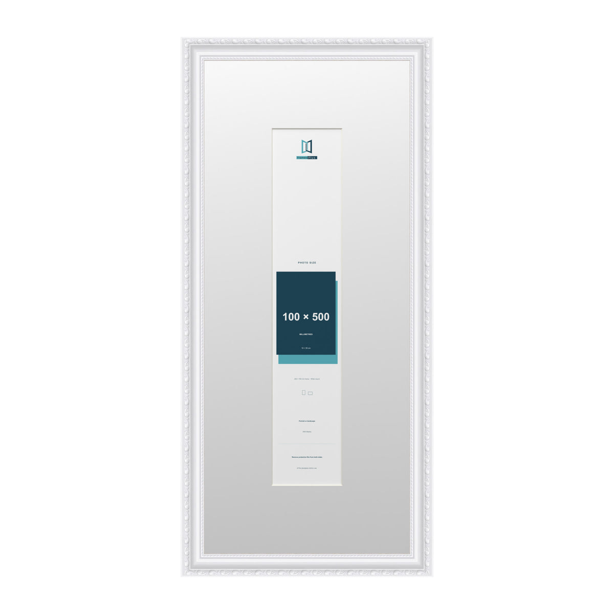 Louis Range White Picture, Photo & Poster Frame with White Mount - 70x30cm Frame for 50x10cm Photo, White