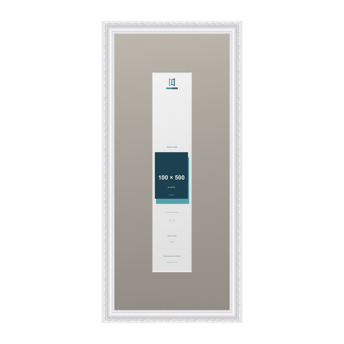 Louis Range White Picture, Photo & Poster Frame with Dawn Grey Mount - 70x30cm Frame for 50x10cm Photo, White