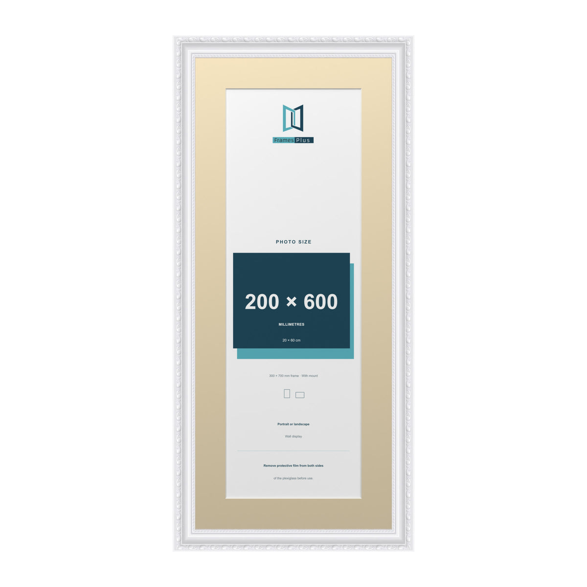 Louis Range White Picture, Photo & Poster Frame with Ivory Mount - 70x30cm Frame for 60x20cm Photo, White