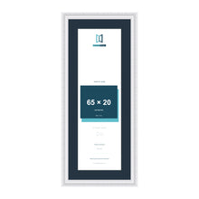 Louis Range White Picture, Photo & Poster Frame with Pacific Blue Mount - 75x30cm Frame for 65x20cm Photo, White