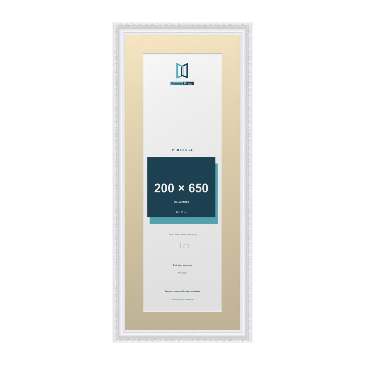 Louis Range White Picture, Photo & Poster Frame with Ivory Mount - 75x30cm Frame for 65x20cm Photo, White