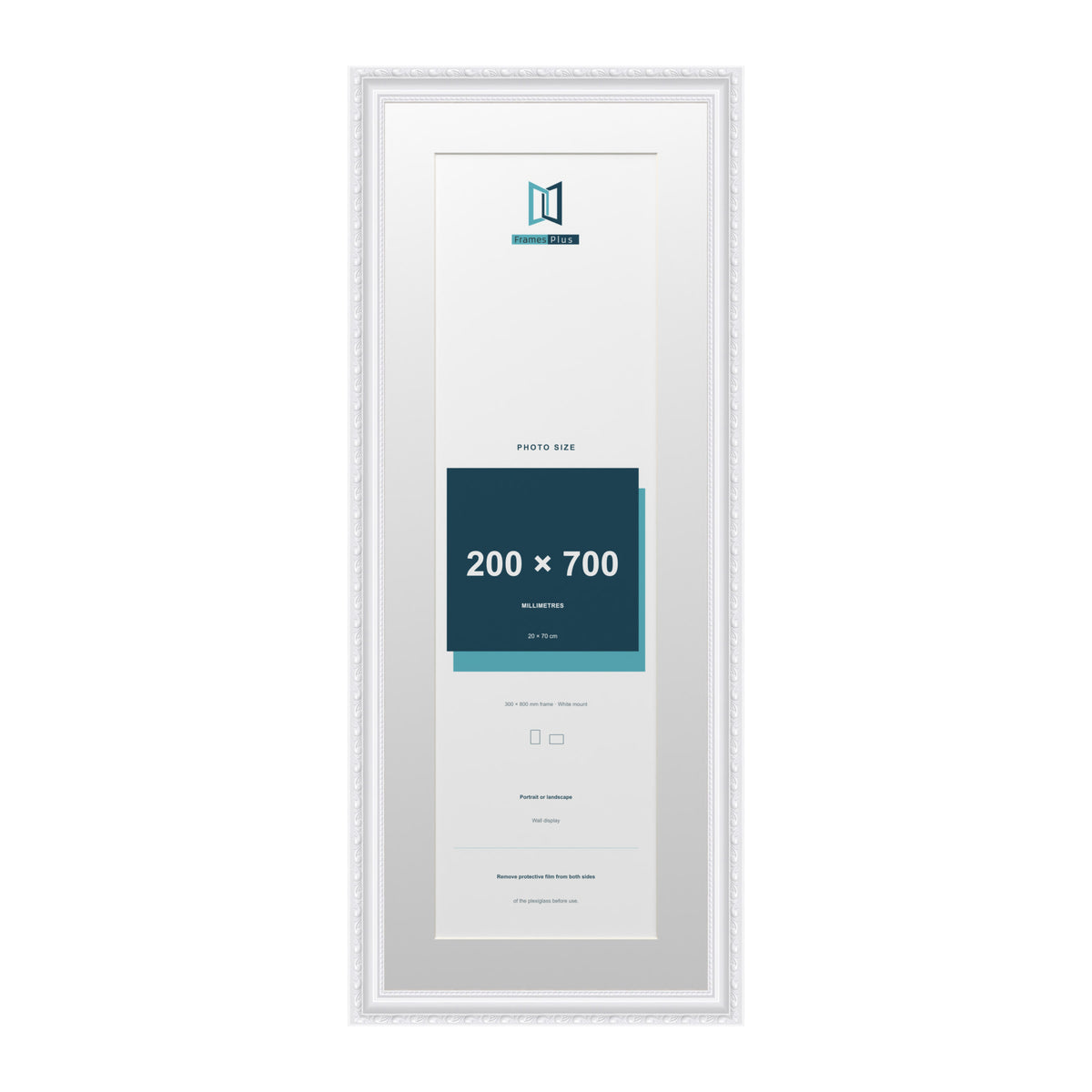 Louis Range White Picture, Photo & Poster Frame with White Mount - 80x30cm Frame for 70x20cm Photo, White