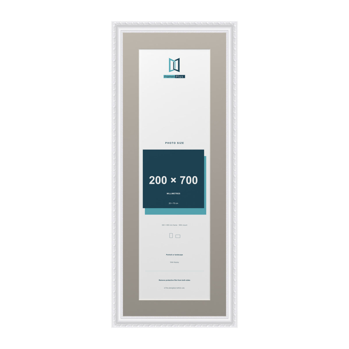 Louis Range White Picture, Photo & Poster Frame with Dawn Grey Mount - 80x30cm Frame for 70x20cm Photo, White