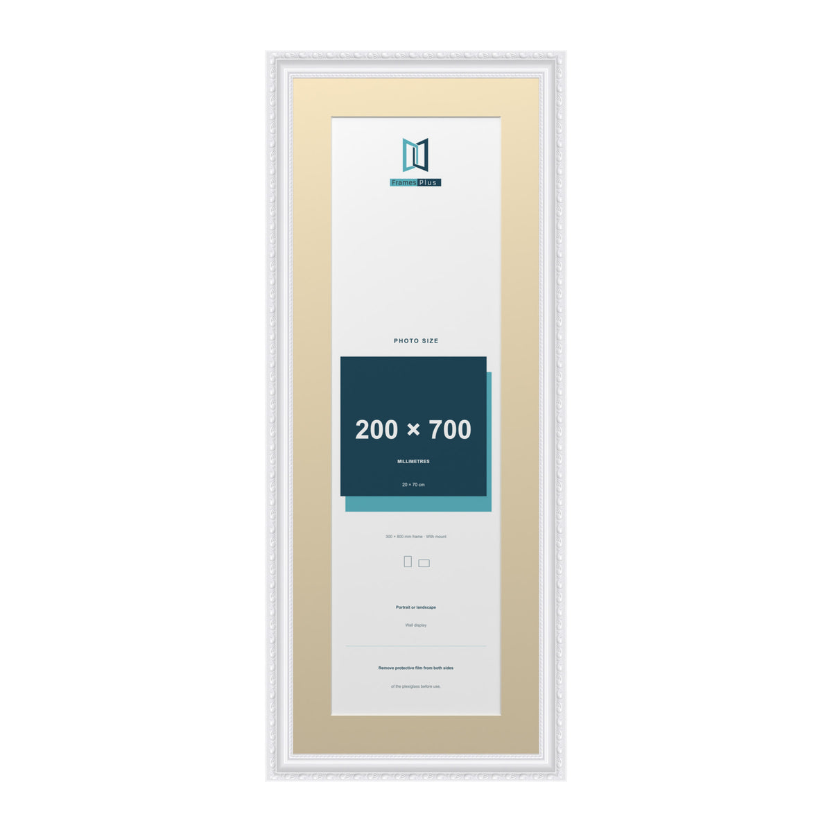 Louis Range White Picture, Photo & Poster Frame with Ivory Mount - 80x30cm Frame for 70x20cm Photo, White