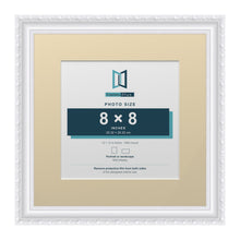 Louis Range White Picture, Photo & Poster Frame with Ivory Mount - 12x12" Frame for 8x8" Photo, White