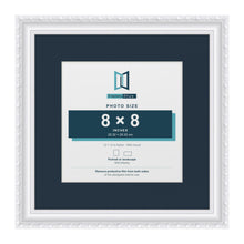 Louis Range White Picture, Photo & Poster Frame with Pacific Blue Mount - 12x12" Frame for 8x8" Photo, White