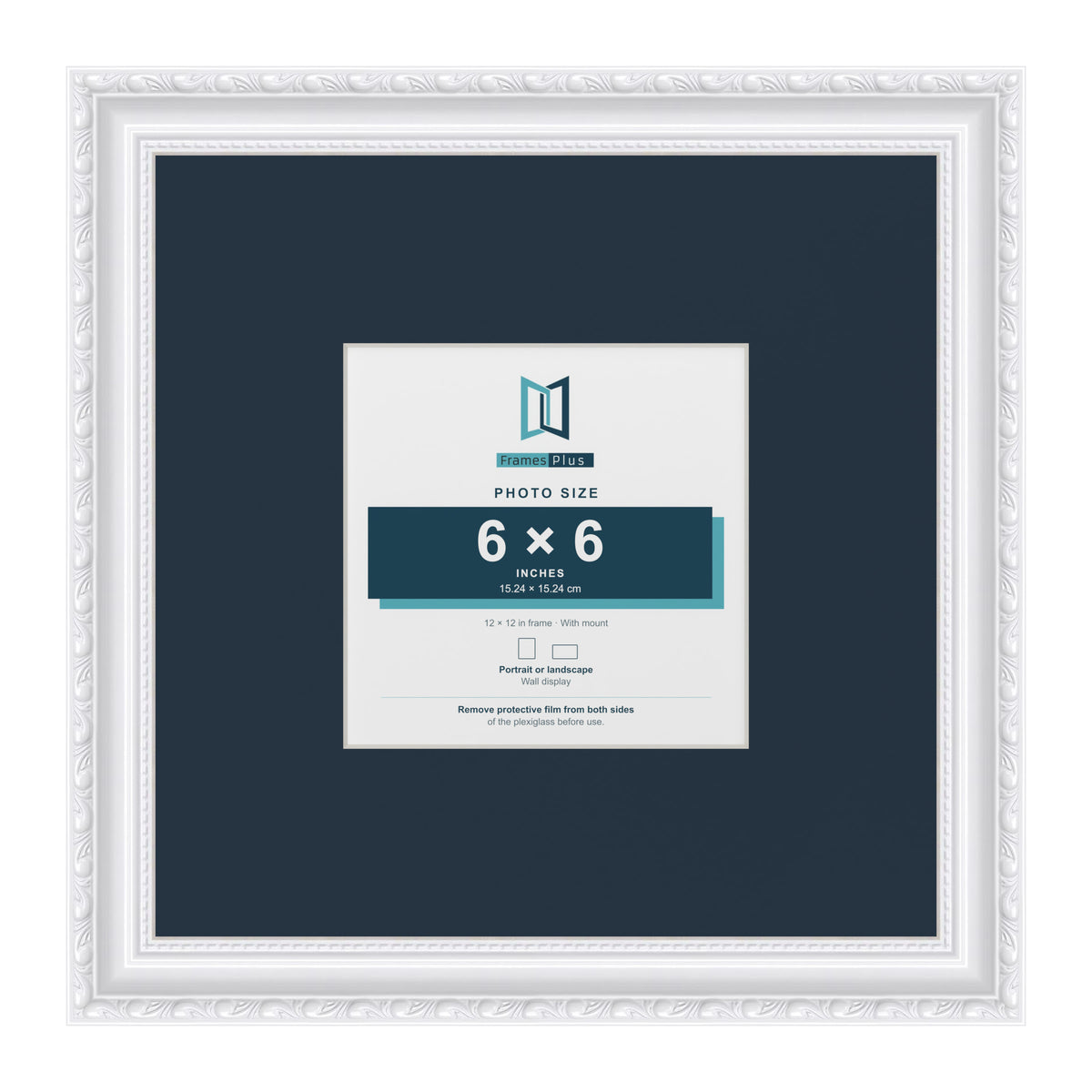 Louis Range White Picture, Photo & Poster Frame with Pacific Blue Mount - 12x12" Frame for 6x6" Photo, White