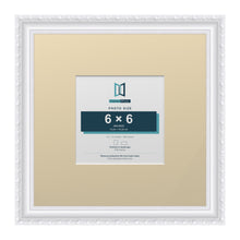 Louis Range White Picture, Photo & Poster Frame with Ivory Mount - 12x12" Frame for 6x6" Photo, White