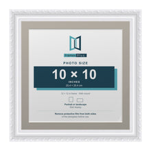 Louis Range White Picture, Photo & Poster Frame with Dawn Grey Mount - 12x12" Frame for 10x10" Photo, White