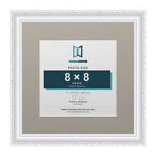 Louis Range White Picture, Photo & Poster Frame with Dawn Grey Mount - 12x12" Frame for 8x8" Photo, White