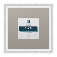 Louis Range White Picture, Photo & Poster Frame with Dawn Grey Mount - 12x12" Frame for 6x6" Photo, White