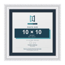 Louis Range White Picture, Photo & Poster Frame with Pacific Blue Mount - 12x12" Frame for 10x10" Photo, White